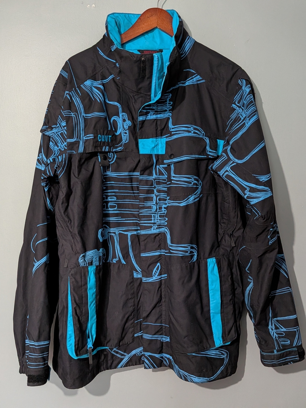 Columbia Convert 90s Y2K Men's Black & Blue Graphic Ski Snowboard Jacket